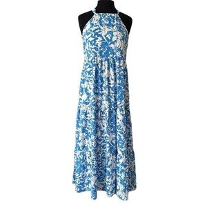 Pink lily, blue and white floral maxi dress size medium